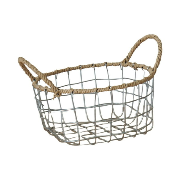 Cesta para huevos, cesta para frutas y verduras, cuenco para servir con asa, cesta de almacenamiento de alambre para huevos, armario de granja,