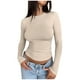thumbnail image 1 of Camiseta corta de manga larga y corte ajustado para mujer: camiseta lisa de cuello redondo, camiseta básica para yoga y entrenamiento, ideal para llevar en otoño, 1 of 8