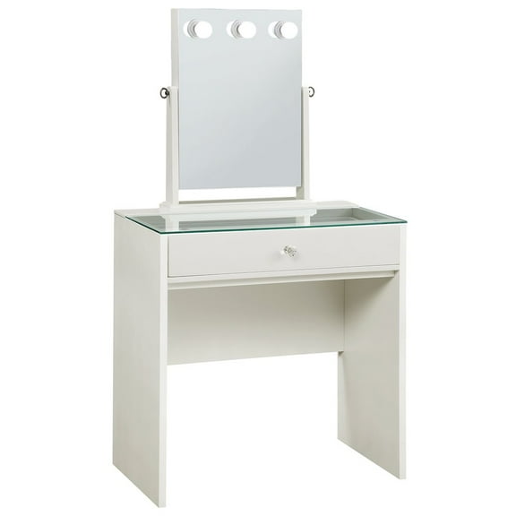 Furniture of America Peregrine Wood 2-Piece Makeup Vanity Table and Adjustable Lighted Mirror Set