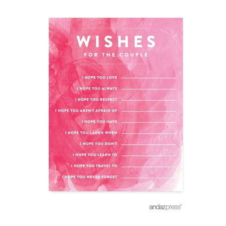 Newlywed Advice Cards Pink Watercolor Wedding Cards Guest Book Alternative, 20-Pack