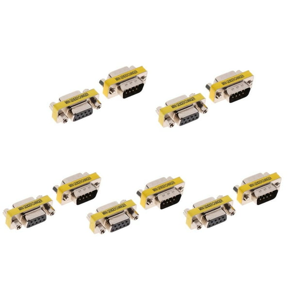 5 Par Conector Serie RS232 Convierta / de 9 Pines a / de 9 Pines Macarena Conector DB9 de metal