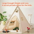 thumbnail image 6 of KOPPOP Kids Teepee Play Tent - Natural Cotton Canvas Foldable Indoor/Outdoor Playhouse for Toddlers Ages 2-6 (White, Boys & Girls)., 6 of 7