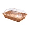 thumbnail image 2 of Tongina Bread Basket Imitation Rattan Basket Holder Dustproof Food Serving Basket Handwoven Fruit Basket for Desk Picnic Camping Cafe small, 2 of 8