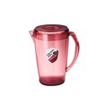 thumbnail image 2 of Clear Plastic Pitcher with Lid, Large Capacity Iced Tea & Lemonade Pitcher, Water Beverage Jug with Spout for Kitchen & Parties, Easy-Clean, Food Safe - Red/Gray, 2 of 6