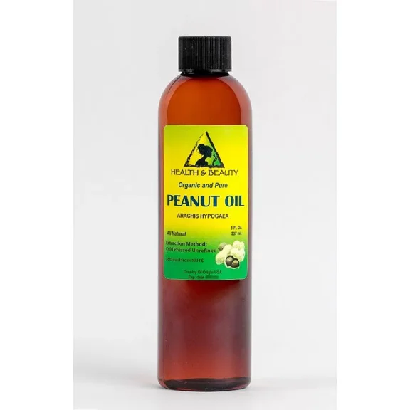 Peanut oil unrefined organic carrier cold pressed virgin raw pure by H&B OILS CENTER 8 oz