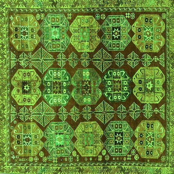 Ahgly Company Indoor Square Persian Green Traditional Area Rugs, 5' Square