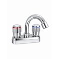 thumbnail image 1 of Mezcladora de Lavabo Plástico Cromado 2 Manijas Botón Anillo Indicador Rojo Azul Cuello Ganso 4 Pulgadas Presión Baja Maxims, 1 of 4