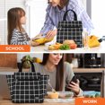 thumbnail image 5 of OPUX Lunch Bag for Women, Insulated Lunch Box Tote for Work Girls School Men Kids Office, Thermal Soft Small Lunch Cooler Bag for Picnic Travel with Pocket, Fits 12 Cans - Checker Plaid Black, 5 of 7