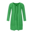 thumbnail image 4 of IROINNID Dress Shirt for Women Cotton and Linen V-neck Loose Three Quarter Sleeve Knee-High Dress Reduced,Green, 4 of 8