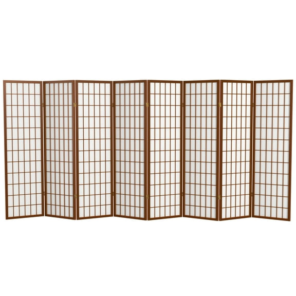 5 ft. Tall Window Pane Shoji Screen - Walnut - 8 Panels
