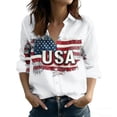 thumbnail image 2 of Xdegoge 4Th of July Patriotic Button Down Shirt for Women USA American Flag Long Sleeve Collared Stars and Stripes Fireworks Graphic Relaxed Fit Summer Tops Independence Day Celebration Outfits, 2 of 5
