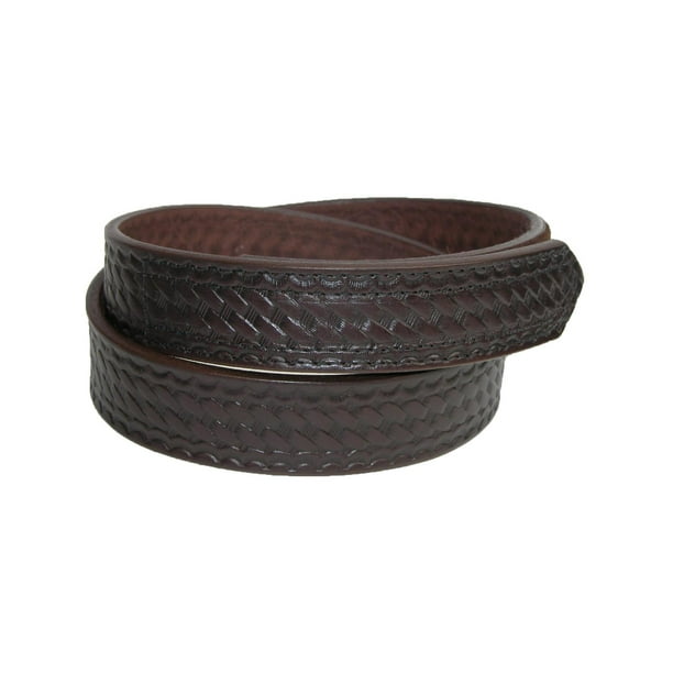 Boston Leather Men's Leather Basketweave Hook and Loop Mechanics Belt