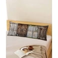 thumbnail image 5 of Brown Wooden Door Body Pillow Cover 20 x 60 Inch Decorative Pillow Cover Vintage Farmhouse Wood Idyllic Lumbar Pillowcase Seasonal Rectangle Cushion Case for Couch Sofa Bed Living Room, 5 of 7