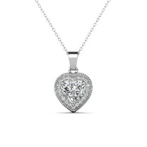 Cate & Chloe Coraline 18k White Gold Plated Heart Pendant Necklace with Simulated Diamonds for Women