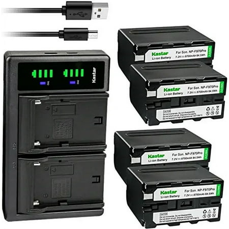 Kastar 4-Pack NP-F970PRO Battery and LTD2 USB Charger Compatible with CCD-SC65 CCD-TR1 CCD-TR11 CCD-TR1100E CCD-TR12 CCD-TR18 CCD-TR2 CCD-TR200 CCD-TR205 CCD-TR215 CCD-TR2200 CCD-TR2300 Camera