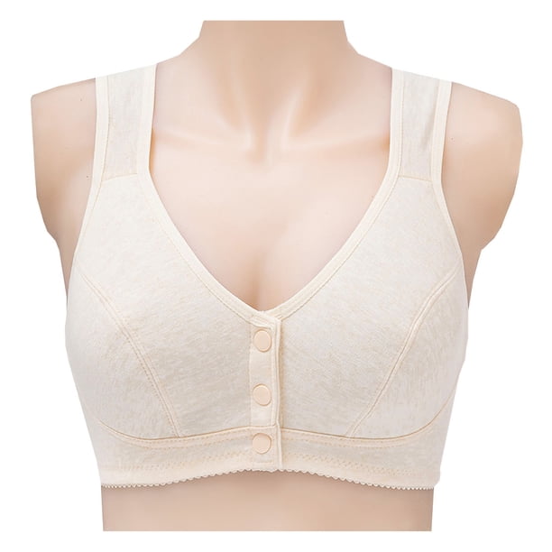 ICHUANYI Clearance Women's Fashion Sexy Non Steel Ring Front Buckle Vest Style Underwear(Beige, M) Ichuanyi Ichuanyi