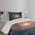 thumbnail image 4 of Ambesonne Nebula Quilted Coverlet 2 Pcs, Black Hole Cosmos Space, Twin Size, Petrol Blue Peach, 4 of 5