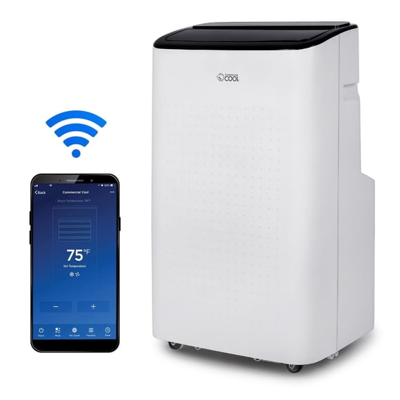 Commercial Cool Climatiseur portable intelligent ASHRAE 128, 9 000 BTU, 6 350 BTU SACC/CEC, blanc