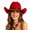 Red, variant on Western Cowboy Hat Wide Curved Brim Felt Cowgirl Hat With Detachable Chin Strap Outdoor Travel Party Sun Hat For Men Women Red