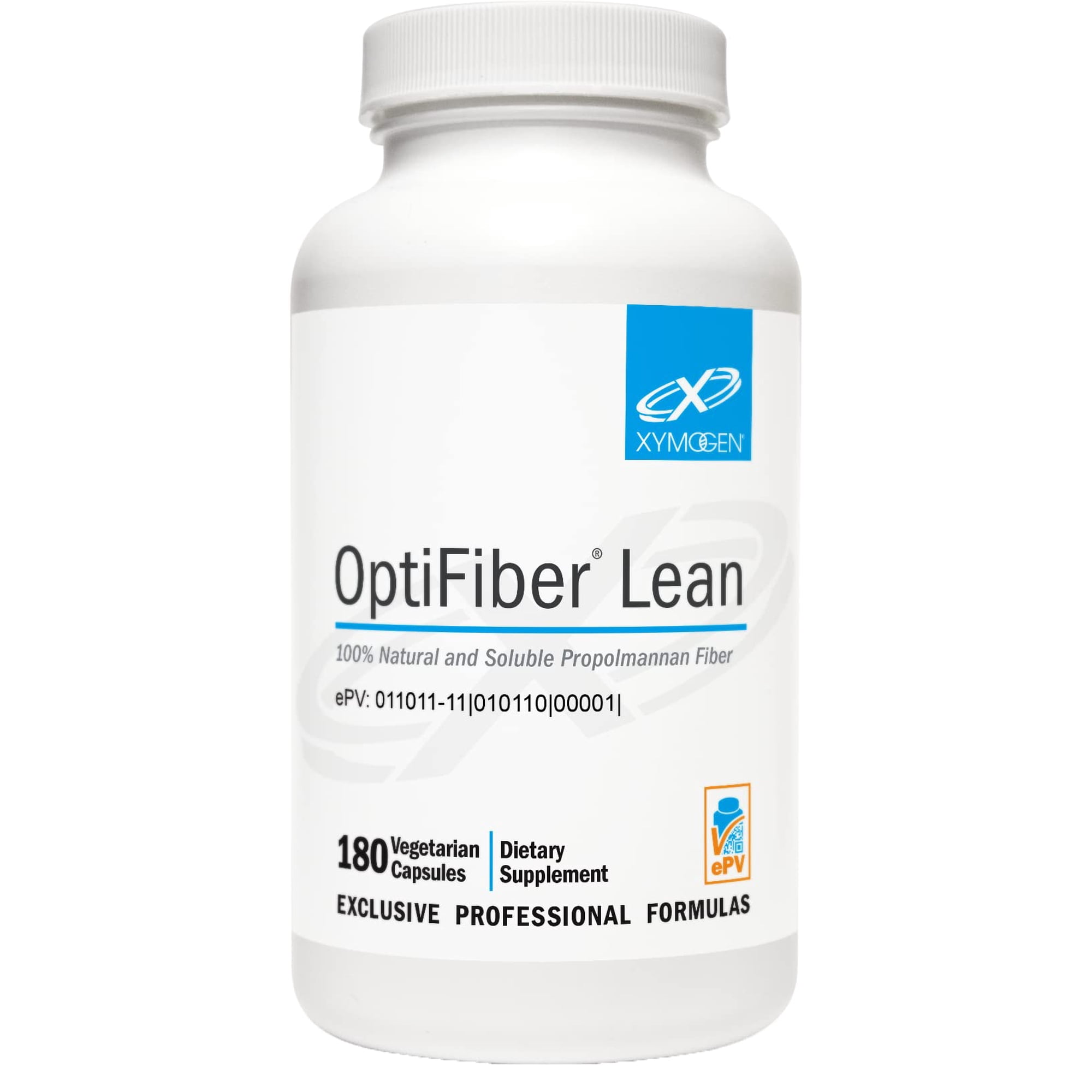 XYMOGEN OptiFiber Lean - Daily Fiber Supplement for Digestive Health & Regularity Support* - Soluble Propolmannan Fiber - Non-GMO, Gluten-Free, Vegan - 120 Capsules