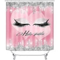 thumbnail image 2 of 4PCS/Set Pretty Eyelash Shower Curtain set Waterproof Cloth Polyester Bath Curtain Bathtub Curtains, Bathroom Carpet Bath Mat Toilet Rugs, Bathroom Decor, 72"x72", Bling Pink Hello Gorgeous, 2 of 7