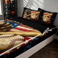 thumbnail image 2 of Manfei Baseball Zipper Twin Comforter Sets with Fitted Sheet and 2 Pillowcases, Sport Gamer Zipper Bedding Set, Red Blue Black, 2 of 7