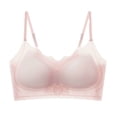 thumbnail image 2 of Ahuyic Womens Bra,Summer Plus Size Bra,Womens Ice Silk Seamless Soft Support Lifting Underwear Semi Fixed Cup Gathering Sagging Sleep Bra,Pink,M, 2 of 4