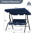 thumbnail image 4 of Topbuy 3-Person Swing Chair Porch Swing Seat with Adjustable Canopy Removable Cushion & Stable Metal Frame Outdoor Hanging Swing Glider Lounge Chair for Garden Yard Balcony Navy, 4 of 10