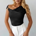 thumbnail image 3 of Pounoo Womens One Shoulder Tops Asymmetrical Solid Color Blouses Casual Slim Fit Lightweight Soft Comfy Party Wear Shirts Gift, 3 of 7