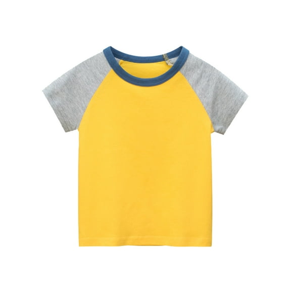 Karoyedx Toddler Boys Tshirts Toddler Boy Girls Clothes T-Shirts Letter Embroidered Short Sleeve Shirt Tops Yellow Size,2 Years