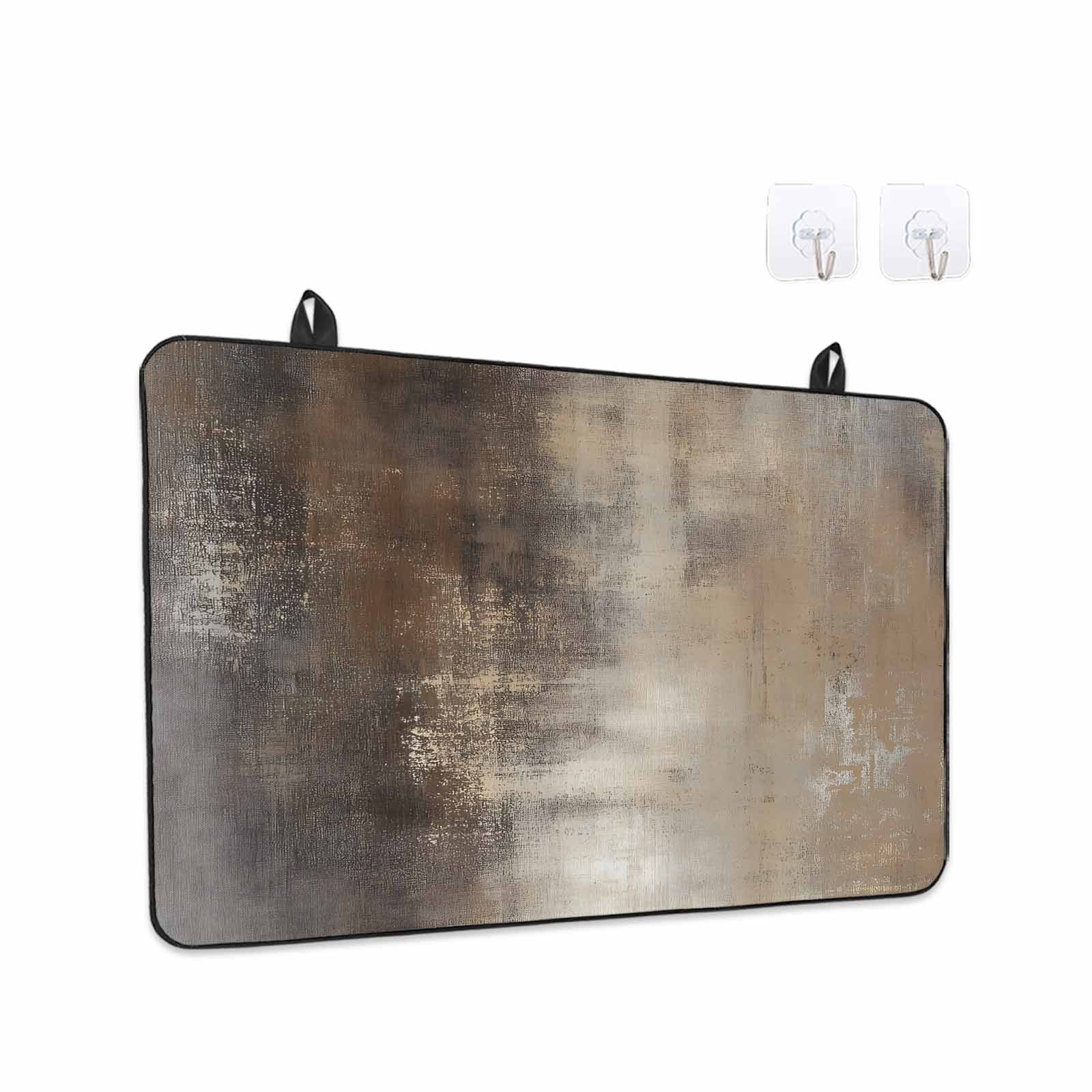 Brown Stove Top Cover for Electric Stove, Heat-proof & Non Slip Glass Top Stove Cover Protector, Modern Abstract Art Oil Painting Ombre Kitchen Flat Cooktop Rubber Mat 24x21 Inches