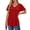 Red, variant on Summer Blouses for Women Short Sleeves V Neck Shirts Curved Hem Loose Fit Tunic Tops