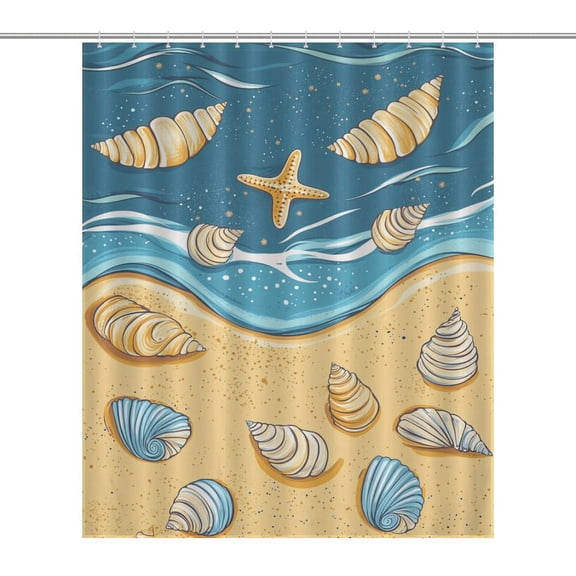 Beach Starfish Shells (84) Shower Curtain Polyester Fabric Hanging Curtains Bathroom Decor