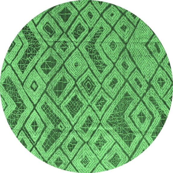 Ahgly Company Indoor Round Abstract Emerald Green Modern Area Rugs, 5' Round