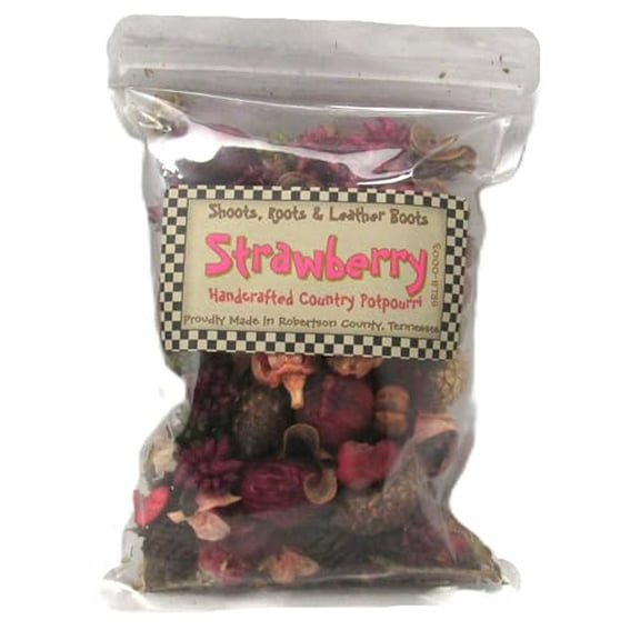 Shoots, Roots & Leather Boots Strawberry Botanical Potpourri Bowl Filler 2 Cup Bag Lively Fresh Strawberry Scent