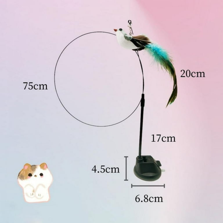 10 Styles Cat Feather Toy, Simulation Bird Feather Toy, Cat Teaser and  Exerciser Wand Telescopic Cat Fishing Pole Toy w Suction Cup 