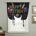 thumbnail image 2 of HAPPY BIRTHDAY Tie Up Curtains 45 Inches Long, Kitchen Window Curtains Over Sink, Cartoon Cakes Candles Lines Painted Small Window Curtains Shade Balloon Curtains Valances for Bedroom/Cafe 34"x45", 2 of 8