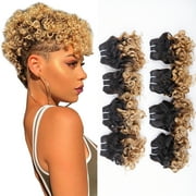 Grace Length Ombre Curly Hair Bundles 1B/27 Brazilian Short Wavy Human Hair Bundles(8” 8” 8” 8” 8” 8” 8” 8”)25g/pcs