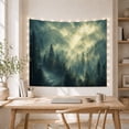 thumbnail image 5 of Misty Evergreen Forest with Waterfall and Layered Mountains, Moody Fantasy for Nature Lovers, Wilderness Mountain Art, Housewarming Gift Tapestry Wall Hanging for Living Room and Bedroom, 5 of 7