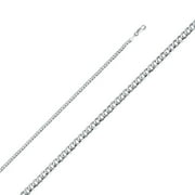 Precious Stars CH-0351-200 20 in. 14K White Gold 2.7 mm Regular Concave Cuban Chain