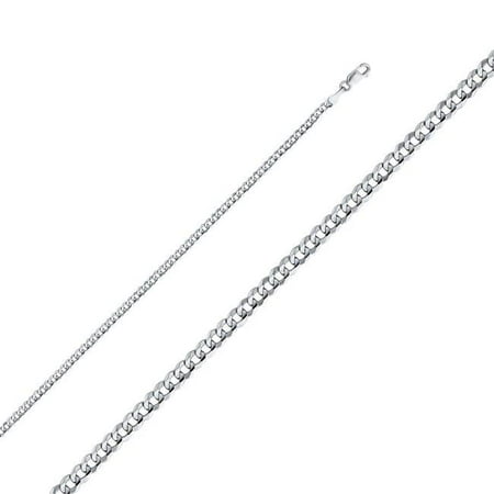 Precious Stars CH-0351-200 20 in. 14K White Gold 2.7 mm Regular Concave Cuban Chain