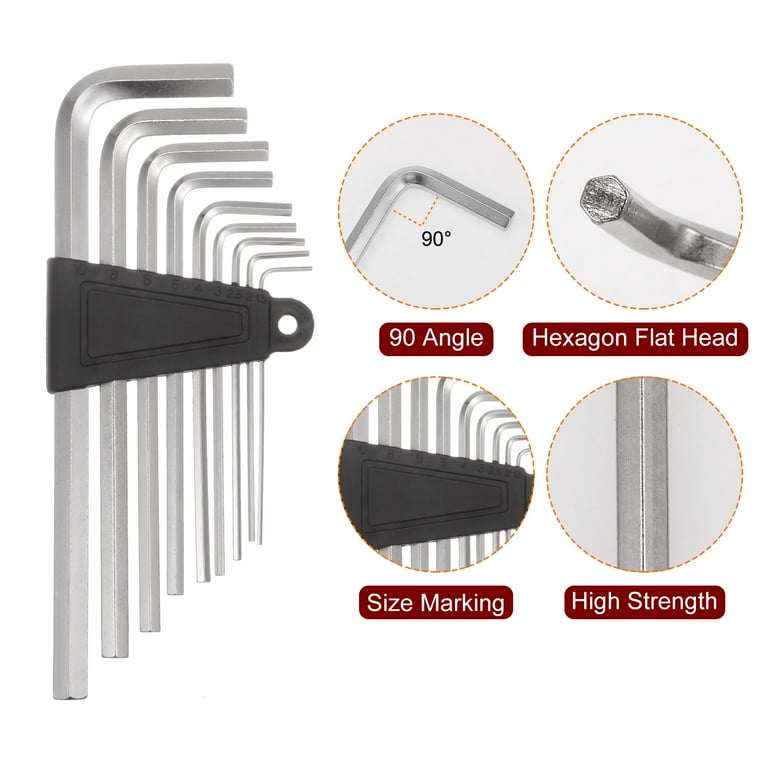 Clé En T Sourcing Map 1/16" Bille Fin Hex Clé Molette, L Formé Long Bras CR-V Réparation Outil, Noir Cle Plate