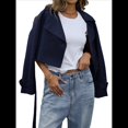 thumbnail image 2 of Gabardina Corta con Solapa y Doble Botonadura para Mujer Azul Marino M, 2 of 10