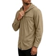 thumbnail image 5 of Yusimy Men's Solid Quick Dry Hooded Top with Pocket Long Sleeve Breathable UV Sun Protection Sports Shirt Casual Outdoor for Hiking, 5 of 7
