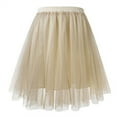 thumbnail image 4 of FAOWME Women's Skirt High Waist Solid Color Layered Comfortable Fashion Mesh Tutu Dancing Skirts For Festive And Party Occasion,Khaki,Xl, 4 of 4