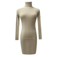 thumbnail image 4 of Pxiakgy Ladies Autumn Winter Turtleneck Knitted Sweater Dress Long Sleeve Stretch Dress Khaki + XL, 4 of 4