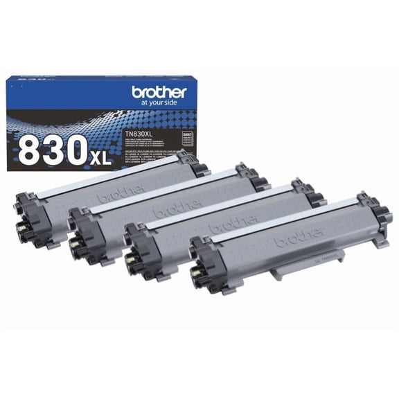 Brother Genuine TN830XL High Yield 4-Pack Toner Cartridges Set Value Pack OEM TN 830 XL