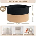 thumbnail image 4 of XXXLarge Cotton Rope Basket 21.7" x 21.7" x 13.8" Woven Baby Laundry Blanket Basket Toy Baskets with Handle Storage Comforter Cushions Thread Laundry Hamper Home Decor Living Room, 4 of 7