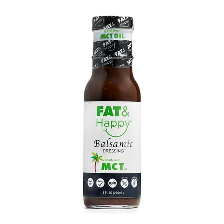 FAT & Happy Balsamic Dressing 8oz, KETO, MCT Oil, Vegan, Gluten Free, Non-GMO, (Best Salad Dressing For Keto)