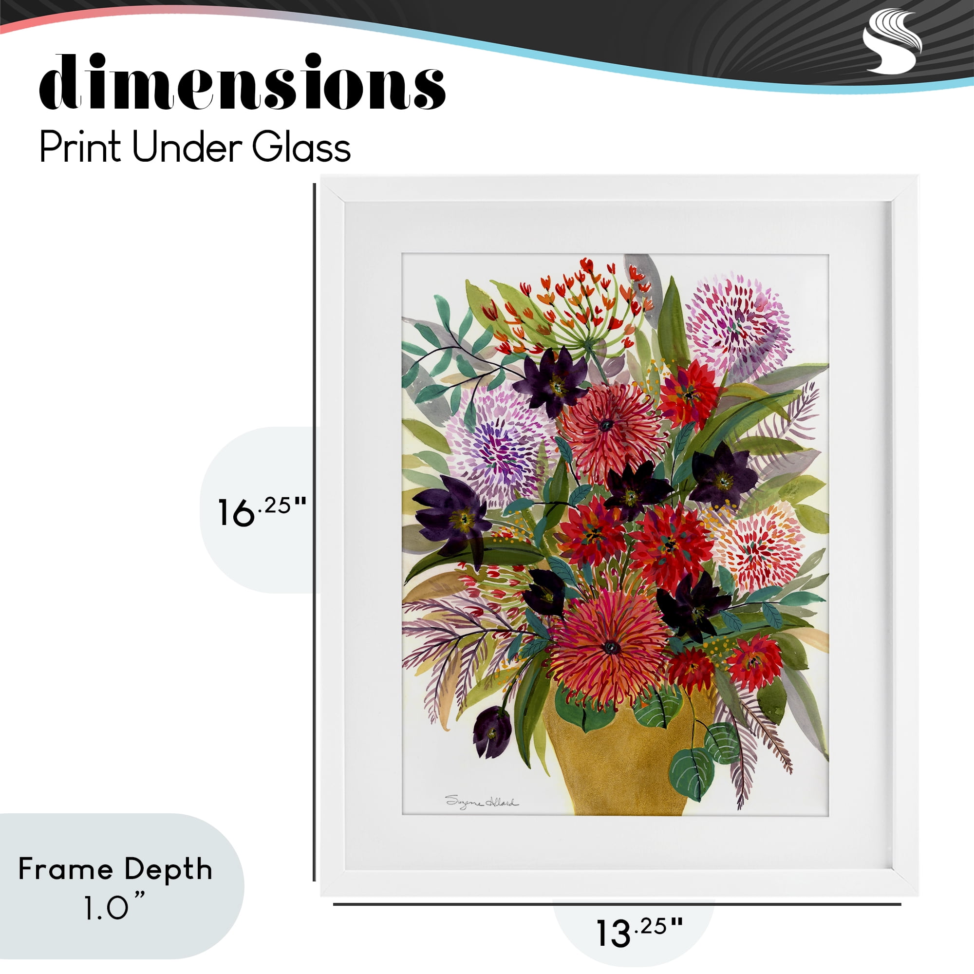 Stupell Industries Celebration Flower Bouquet White Framed Print Under Glass, design by Suzanne Allard